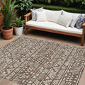 10' X 14' Brown And Beige Southwestern Washable Indoor Outdoor Area Rug