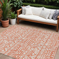 10' X 14' Coral And Ivory Southwestern Washable Indoor Outdoor Area Rug