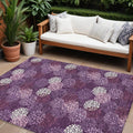 9' X 12' Eggplant Lavender And Ivory Polka Dot Washable Indoor Outdoor Area Rug