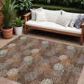 10' X 14' Brown Gray And Ivory Polka Dot Washable Indoor Outdoor Area Rug