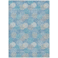 5' X 8' Sky Blue Gray And Ivory Polka Dot Washable Indoor Outdoor Area Rug