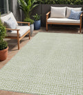 5' X 8' Artichoke Green And Gray Geometric Washable Indoor Outdoor Area Rug