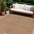 10' X 14' Copper And Beige Geometric Washable Indoor Outdoor Area Rug