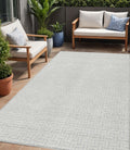 5' X 8' Silver And Gray Geometric Washable Indoor Outdoor Area Rug