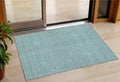 3' X 5' Teal Blue And Silver Geometric Washable Indoor Outdoor Area Rug