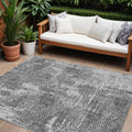 10' X 14' Gray And Charcoal Geometric Washable Indoor Outdoor Area Rug