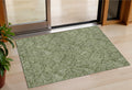 3' X 5' Olive Green And Light Green Floral Washable Indoor Outdoor Area Rug