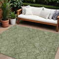 8' X 10' Olive Green And Light Green Floral Washable Indoor Outdoor Area Rug