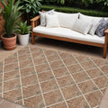 8' X 10' Brown Copper And Beige Geometric Washable Indoor Outdoor Area Rug