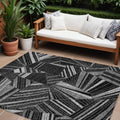 8' X 10' Black And Gray Geometric Washable Indoor Outdoor Area Rug