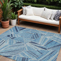 9' X 12' Blue And Teal Blue Geometric Washable Indoor Outdoor Area Rug