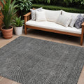 9' X 12' Charcoal And Gray Abstract Washable Indoor Outdoor Area Rug