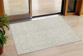 3' X 5' Beige And Ivory Damask Washable Indoor Outdoor Area Rug