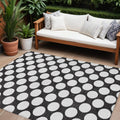 8' X 10' Black And Ivory Polka Dot Washable Indoor Outdoor Area Rug