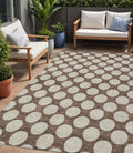 5' X 8' Brown And Beige Polka Dot Washable Indoor Outdoor Area Rug