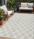 5' X 8' Ivory And Gray Polka Dot Washable Indoor Outdoor Area Rug