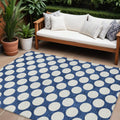 10' X 14' Navy Blue And Ivory Polka Dot Washable Indoor Outdoor Area Rug