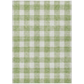 3' X 5' Artichoke Green And Gray Plaid Washable Indoor Outdoor Area Rug