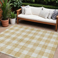 8' X 10' Gold Plaid Washable Indoor Outdoor Area Rug