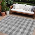 10' X 14' Gray And Charcoal Plaid Washable Indoor Outdoor Area Rug
