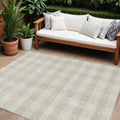 10' X 14' Ivory And Beige Plaid Washable Indoor Outdoor Area Rug