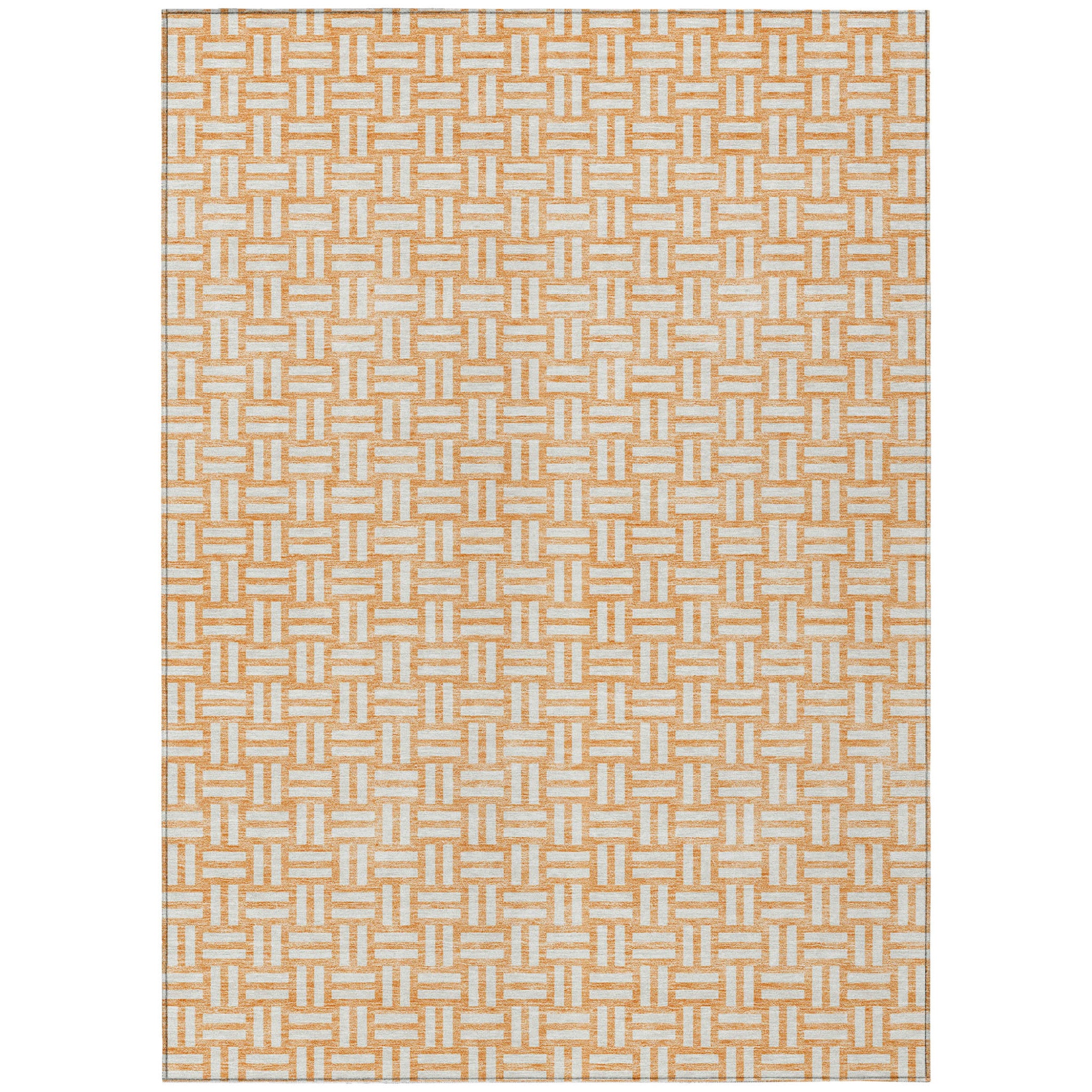 9' X 12' Peach And Gray Geometric Washable Indoor Outdoor Area Rug