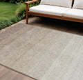 9' X 12' Beige And Ivory Ombre Washable Indoor Outdoor Area Rug