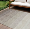 10' X 14' Brown And Ivory Ombre Washable Indoor Outdoor Area Rug