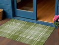 3' X 5' Green Black And Ivory Plaid Washable Indoor Outdoor Area Rug