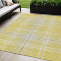 5' X 8' Yellow Black And Ivory Plaid Washable Indoor Outdoor Area Rug