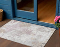3' X 5' Ivory Light Purple And Gray Damask Washable Indoor Outdoor Area Rug