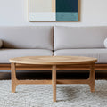 39'' Natural and White Solid Wood Round Distressed Coffee Table