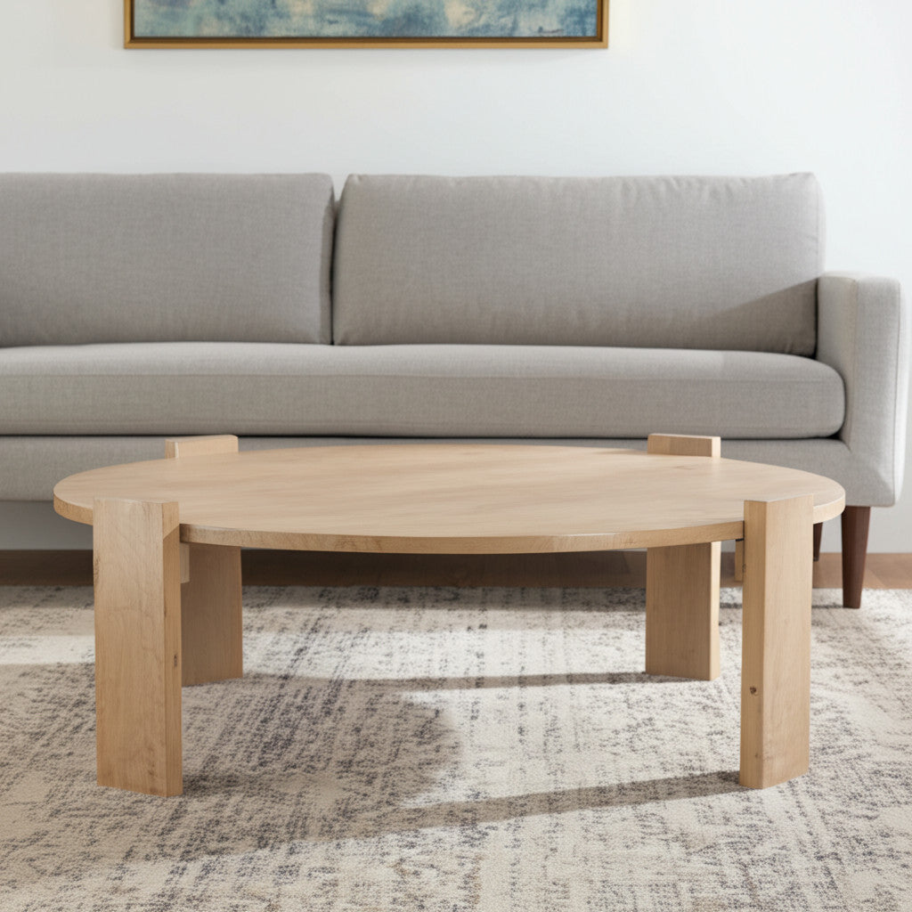 48'' Natural Solid Wood Oval Coffee Table