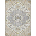 5' X 8' Beige Ivory And Gray Oriental Washable Indoor Outdoor Area Rug