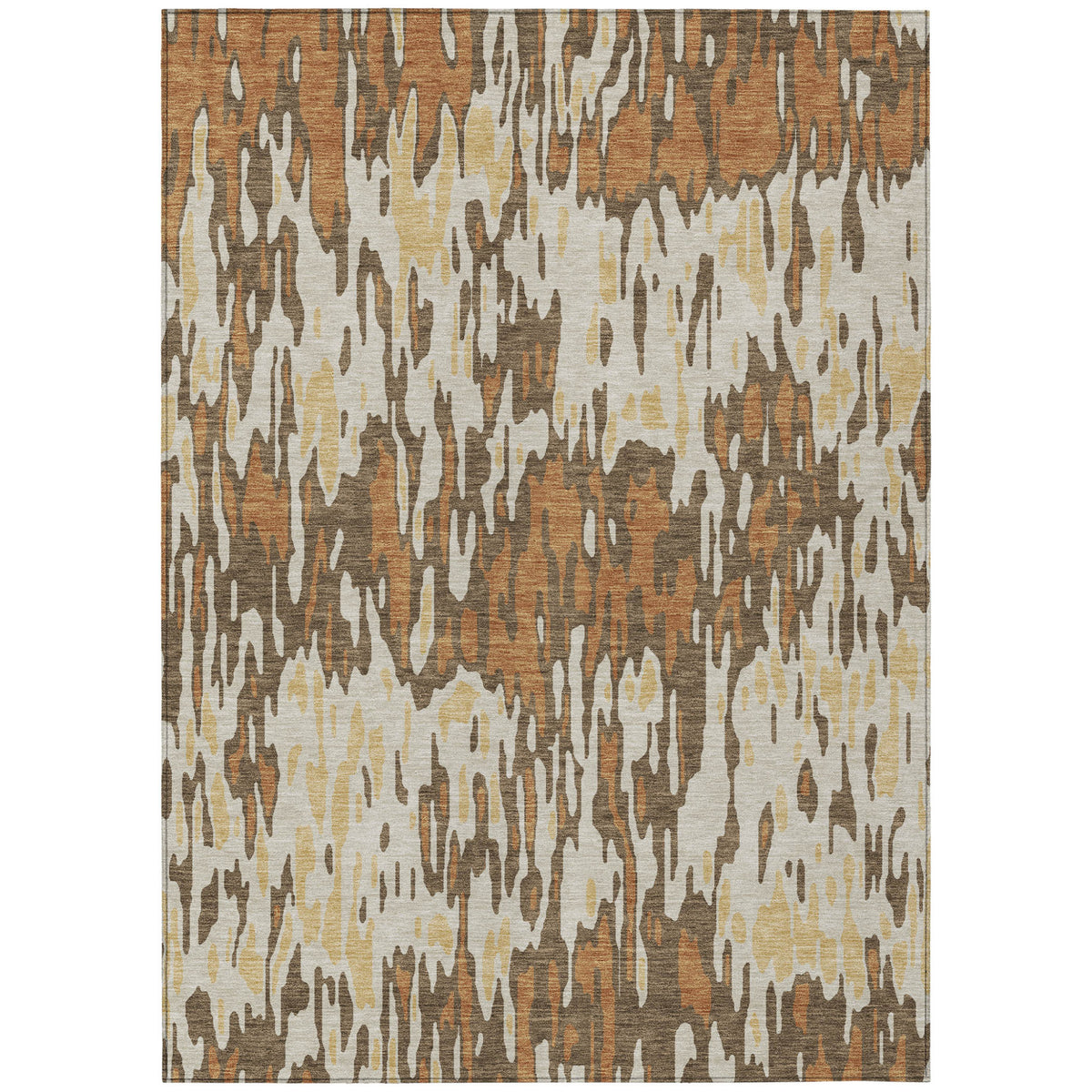 3' X 5' Copper Gold And Ivory Striped Washable Indoor Outdoor Area Rug