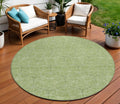 8' Green Black And Ivory Round Geometric Washable Indoor Outdoor Area Rug