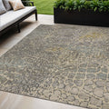 5' X 8' Ivory Gray And Black Abstract Washable Indoor Outdoor Area Rug