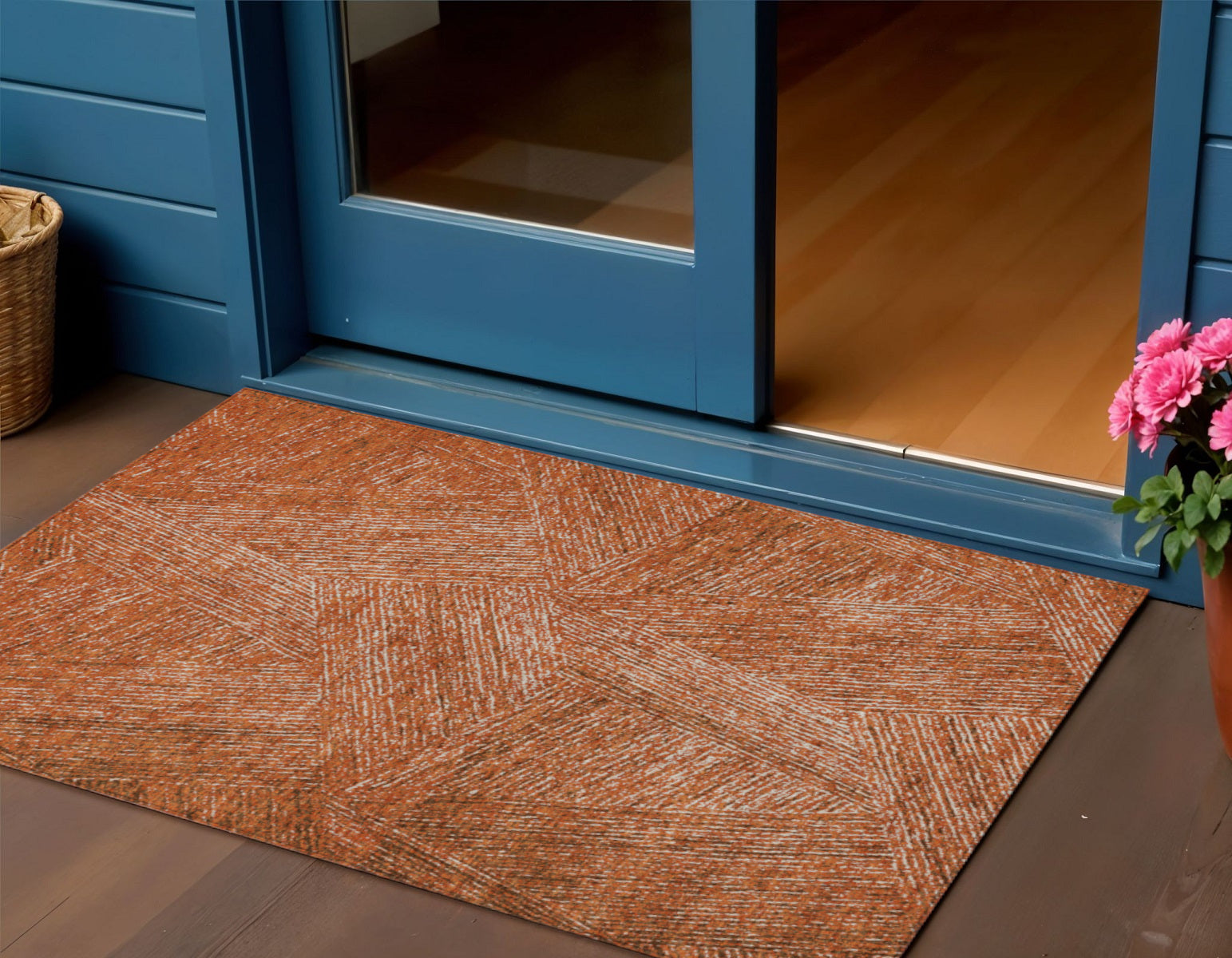 3' X 5' Copper Brown And Beige Abstract Washable Indoor Outdoor Area Rug