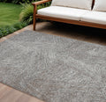 10' X 14' Gray Brown And Ivory Abstract Washable Indoor Outdoor Area Rug