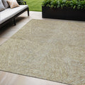 5' X 8' Ivory And Brown Abstract Washable Indoor Outdoor Area Rug