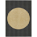 8' X 10' Black And Beige Striped Washable Indoor Outdoor Area Rug