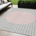 5' X 8' Silver And Pink Striped Washable Indoor Outdoor Area Rug
