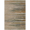 8' X 10' Taupe Copper And Green Striped Washable Indoor Outdoor Area Rug