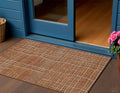 3' X 5' Brown Copper And Gray Striped Washable Indoor Outdoor Area Rug