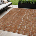 5' X 8' Brown Copper And Gray Striped Washable Indoor Outdoor Area Rug