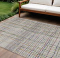 10' X 14' Ivory Pink And Copper Striped Washable Indoor Outdoor Area Rug
