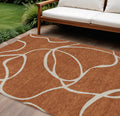 8' X 10' Copper And Ivory Abstract Washable Indoor Outdoor Area Rug