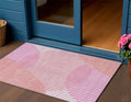 3' X 5' Pink Copper And Ivory Geometric Washable Indoor Outdoor Area Rug
