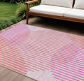 10' X 14' Pink Copper And Ivory Geometric Washable Indoor Outdoor Area Rug