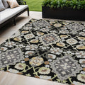 5' X 8' Black Gray And Brown Oriental Washable Indoor Outdoor Area Rug